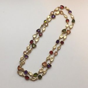 Matte Gold and Multi-Colored Faux Gems Necklace